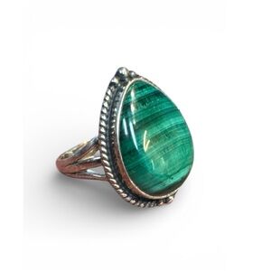 Malachite Solid 925 Sterling Silver Ring 6
